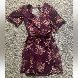 Miami Dress Floral Purple Fall Mini Open Back